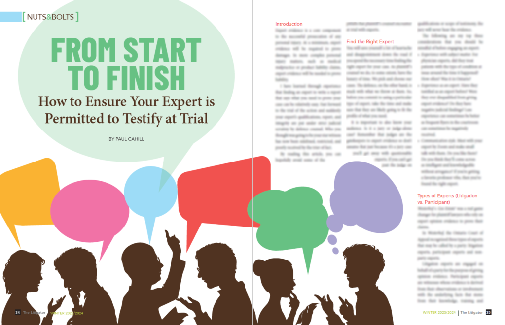 OTLA - From Start to Finish: How to Ensure Your Expert is Permitted to Testify at Trial