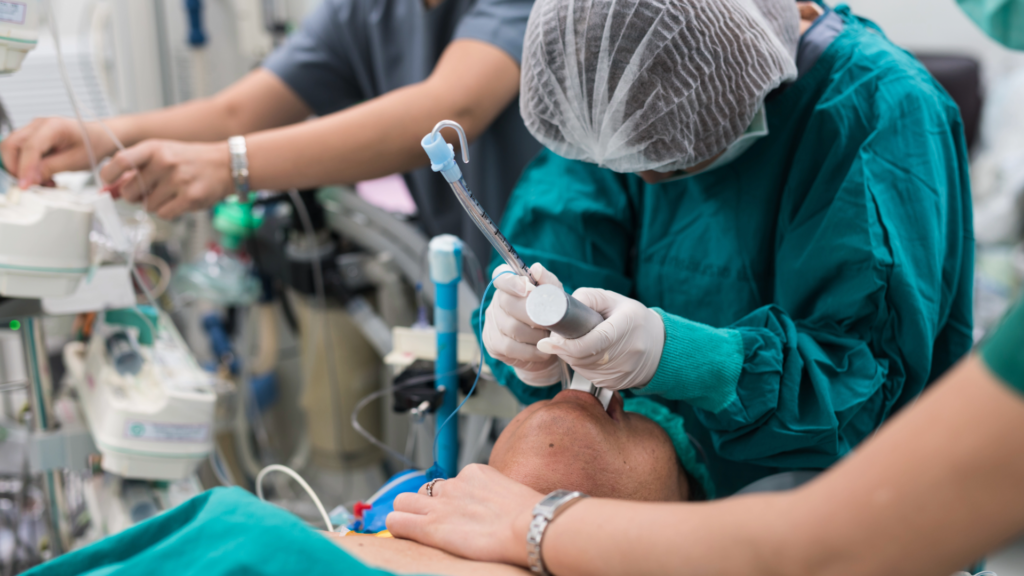 A person being intubated